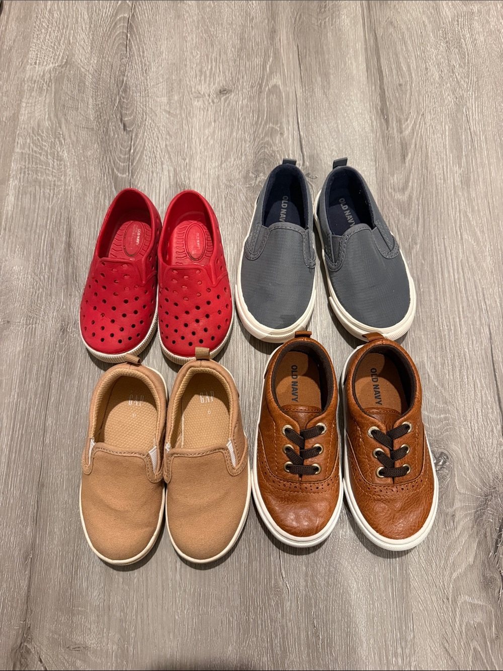 GAP and Old Navy Kids Sneaker Bundle — Red, Gray, Tan & Brown